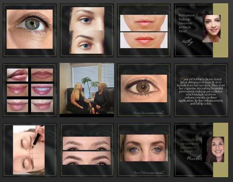 Permanent makeup gallery — eyes, lips, brows results and client testimonials by Debbie McClellan